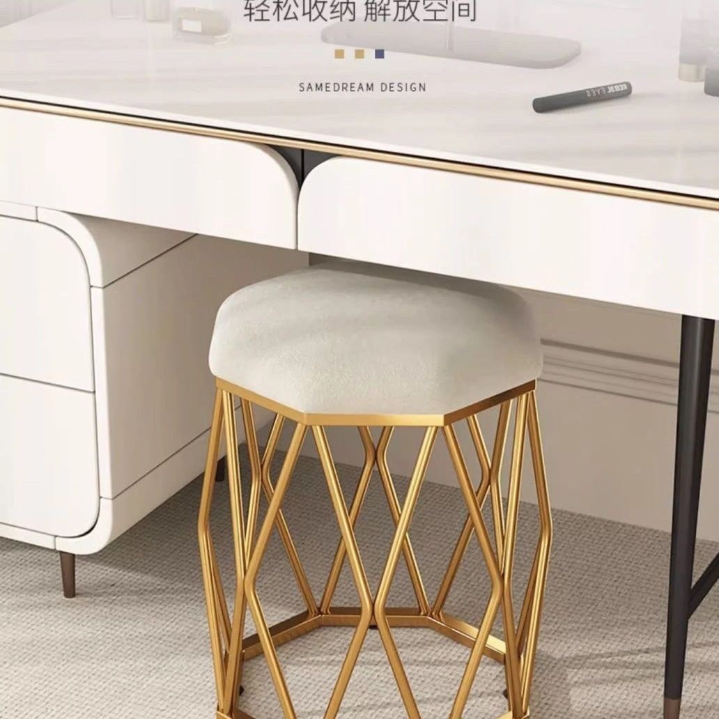 Light Luxury Dressing Table Bird's Nest Stool Makeup Table Nordic Girls' Bedroom Makeup Simple Internet Celebrity Octagonal Makeup Chair