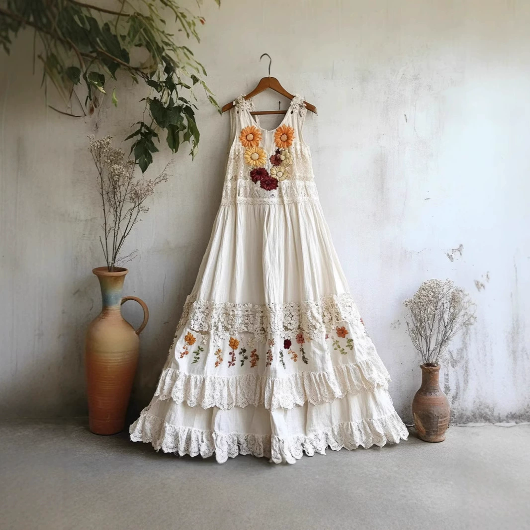 Весеннее минималистское пригородное художественное 3D-платье 2025 новое дикое платье свежее платье куклы воротник