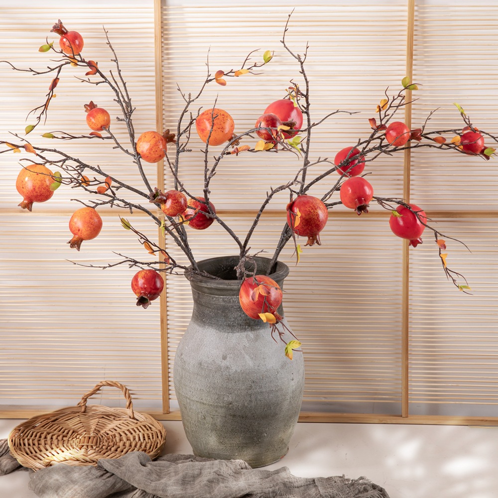 家居大果秋葉石榴仿真花裝飾手捧花玫瑰花牆假花INS跨境MW10893