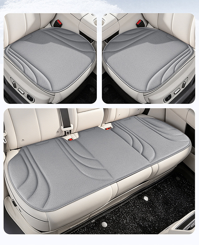 Car Seat Cushion Seaweed Fiber Seat Cover Set, No-Tie Three-Piece Set, Thickened Seat Cushion Cover, Non-Slip and Breathable for Car Use