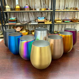 304不锈钢啤酒杯韩式餐厅饭店冷饮杯酒吧防摔炫彩酒杯果汁喝水杯