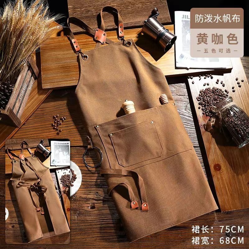 工厂防水帆布围裙定订印字餐饮厨房工作服耐脏跨境广告外贸批发|undefined