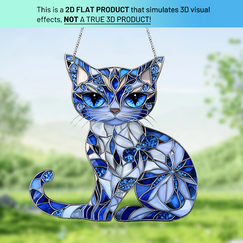 Transfronterizo misterioso tres ojos gatos azules puertas y ventanas acrílicas colgantes de decoración de pared del hogar colgantes de cadena