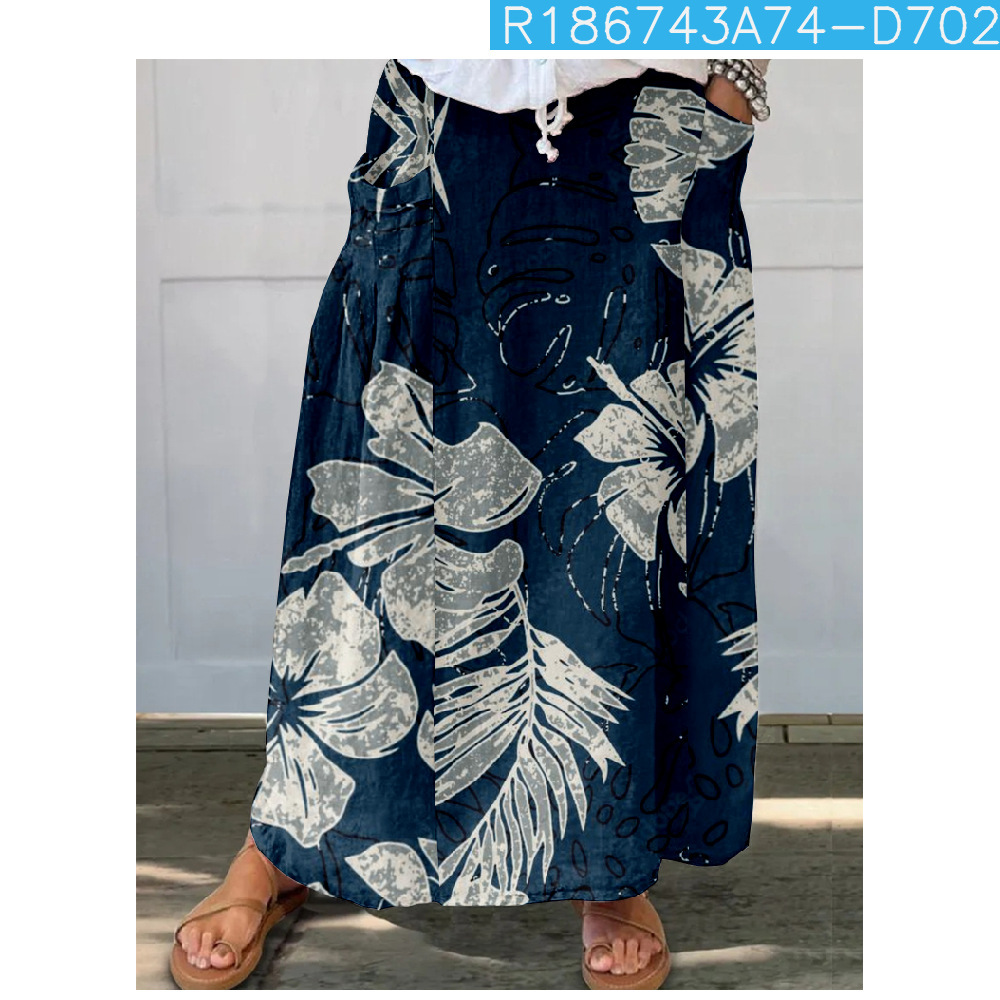 New Floral Pattern 3D Printed Skirt With Pockets