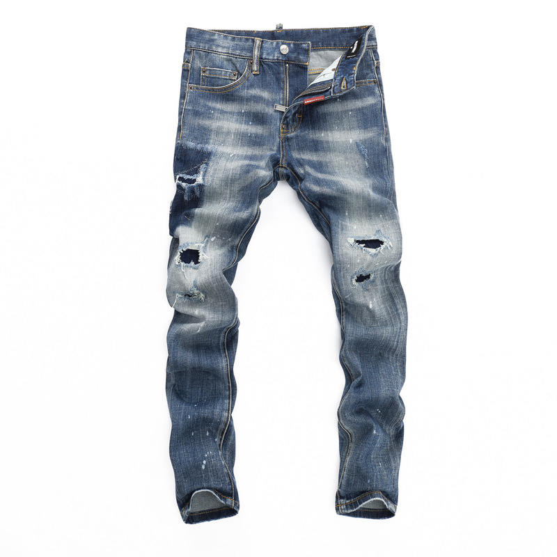 2025 Autumn and Winter Patch DS Stretch Washed Distinctive Inkjet Tight Nightclub Fashion Ripped D2 Jeans Men's Pants 2025 Autumn and Winter Patch DS Stretch Washed Distinctive Inkjet Tight Nightclub Fashion Ripped D2 Jeans Men's Pants