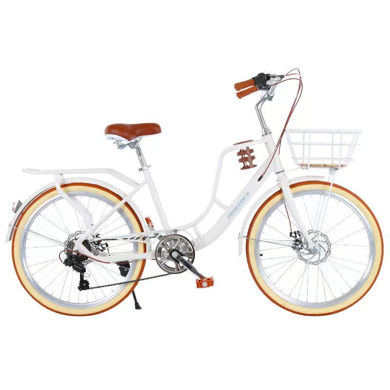 Retro City Bike 24inch 26inch Adult Men's and Women's Commuter Disc Brake Variable Speed Student Coffee Style Lightweight Bike
