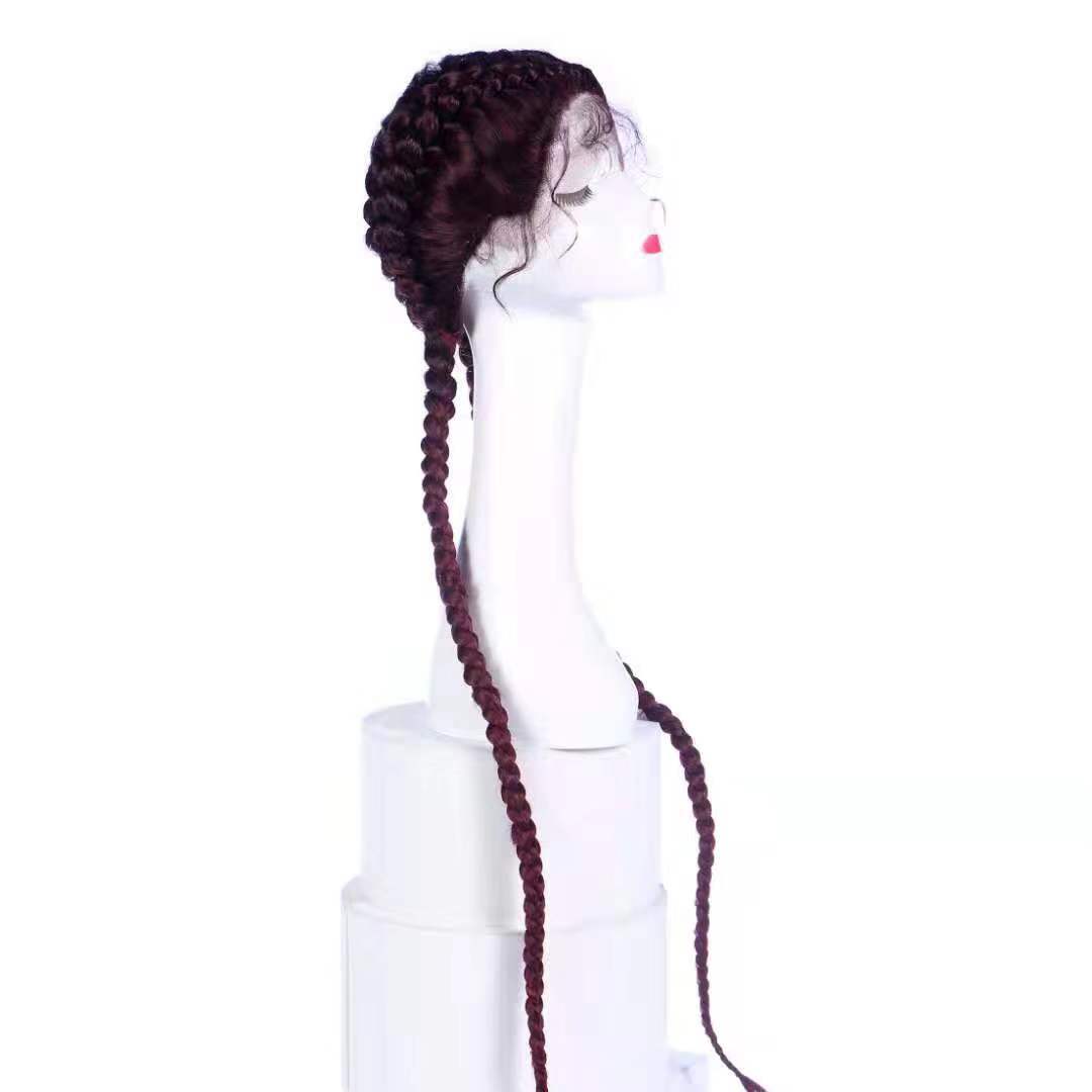 Trenzas, pelucas, cabello largo femenino, cáñamo doble natural, tendencia linda, trenza larga de hip-hop, trenza falsa, cola de caballo de red, cubierta completa