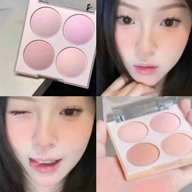 Capel verano Super helado de leche rubor de cuatro colores sombra de ojos colorete melocotón iluminador contorno estudiante rubor asequible