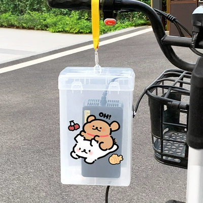 Rainproof Box Dustproof Storage Box: Other Electric Vehicle Accessories - white-yellow-webbing-hook-playful-line-dog
