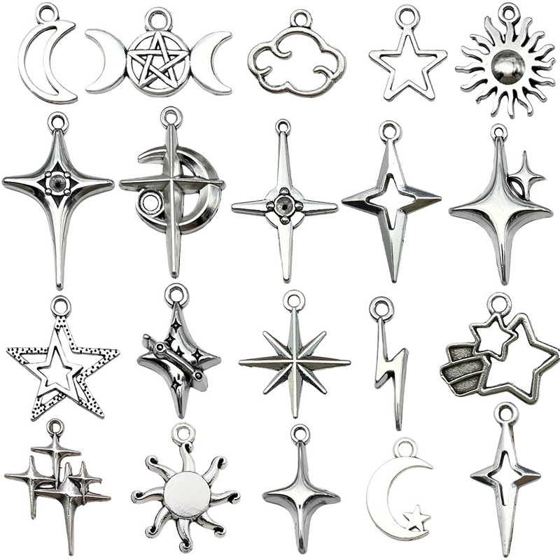 DIY Alloy Accessories Cross Mans Hollow Star Pendant Pendant Necklace Earrings Bracelet Accessories Pendant