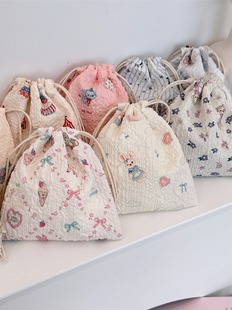 48151 Cute Cartoon Drawstring Drawstring Pocket Student Storage Bag Lipstick Cosmetic Bag Portable Washes Three-piece Set for Women