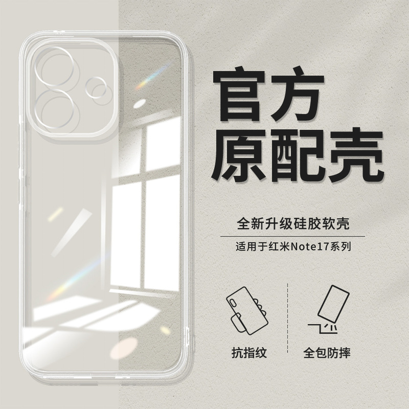 Suitable for Redmi Note 17 Pro phone case, transparent straight edge Note 17 protective cover, anti-drop soft case, TPU high-definition