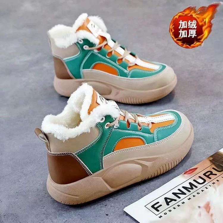 Новые зимние женские сапоги на платформе с флисовой подкладкой, утепленные, модные повседневные хлопковые ботинки, стильные короткие сапоги оптом