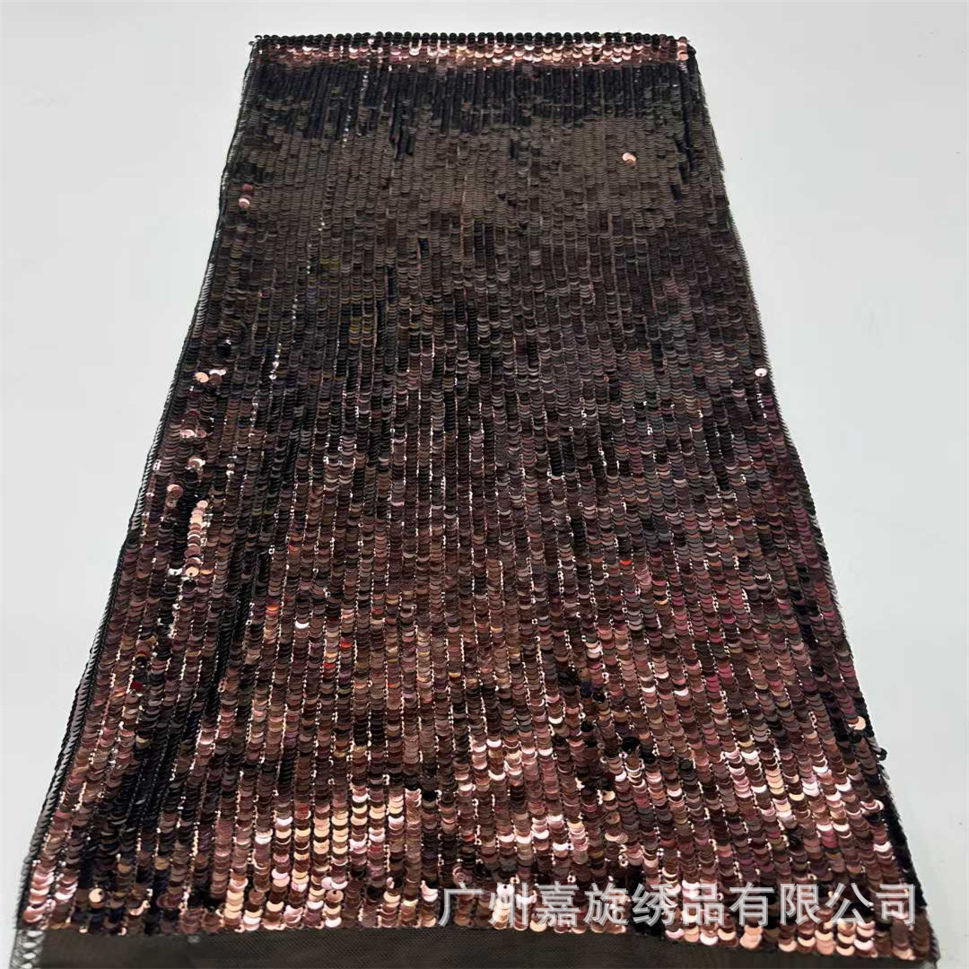 Bronce de alta densidad de doble línea recta de 5mm sequinilla tela de red bordada vestido image 8