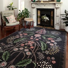 跨境法式复古植物花卉地毯客厅耐脏耐磨沙发茶几垫卧室装饰床边毯
