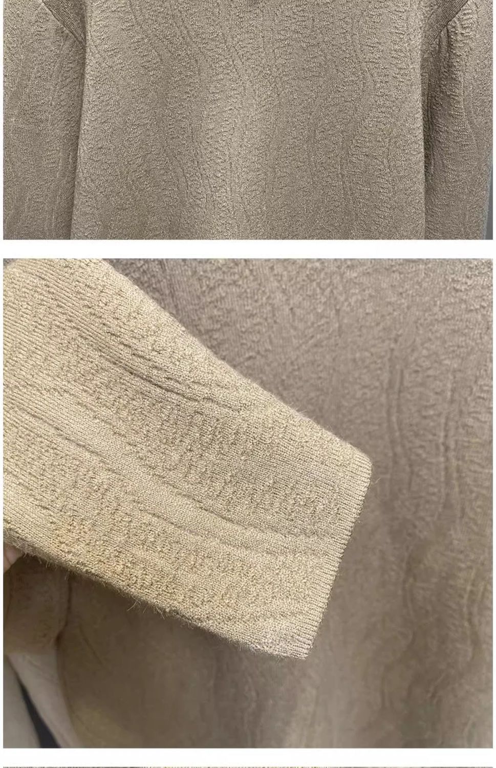 Damen-Fleece-gefütterter Strickpullover – Halbhoher Rollkragen, dickes Winter-Thermooberteil (Weiß, Schwarz, Beige, Khaki, Grau, Rot, Camel, Braun)_voghion.com