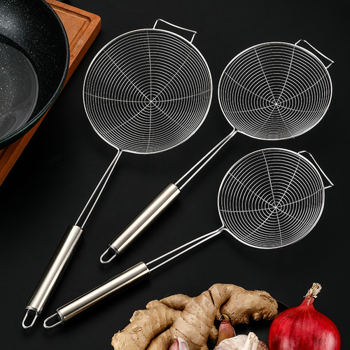 Stainless steel wire colander filter sieve household oil drain kitchen hot pot frying large and small dumpling noodles spoon