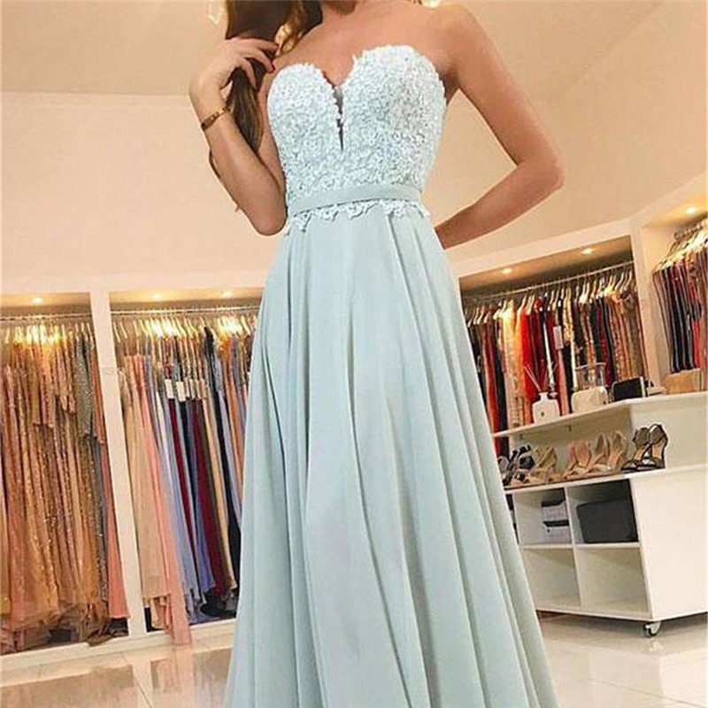 Amazon Comercio exterior del amor vestido de bola encaje apliques cremallera volver túnica gasa Maxi colección formal