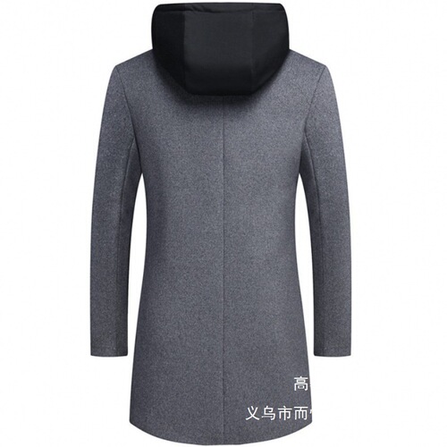 New Men's Korean Style Casual Long Coat with Detachable Hat Trendy Outerwear Men's Long Sleeve Wholesale