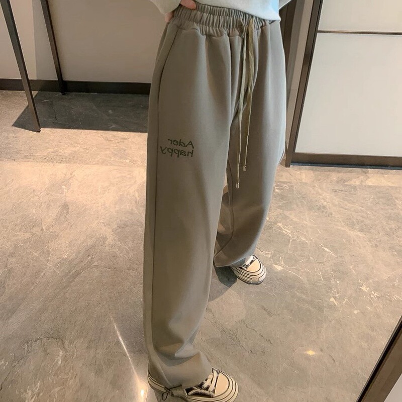 Aderh Women's Sweatpants Autumn and Winter Loose Straight-Leg Pants with Lettering, Unisex Wide-Leg Pants, Slimming Sports Fleece-Lined High-Waisted Long Pants Aderh Women's Sweatpants Autumn and Winter Loose Straight-Leg Pants with Lettering, Unisex Wide-Leg Pants, Slimming Sports Fleece-Lined High-Waisted Long Pants