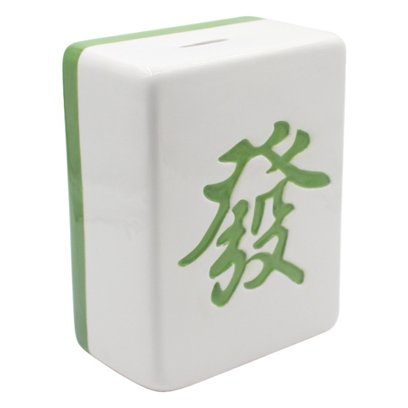 Mahjong fortuna alcancía de cerámica creativa gran cambio moneda alcancía decoración del hogar Decoración regalo de cumpleaños