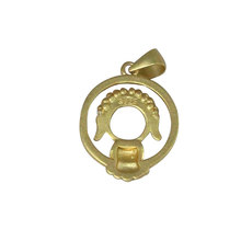 【秒】s925银中国风哑光金宝宝佛坠子空托底托圆形6mm 银吊坠托