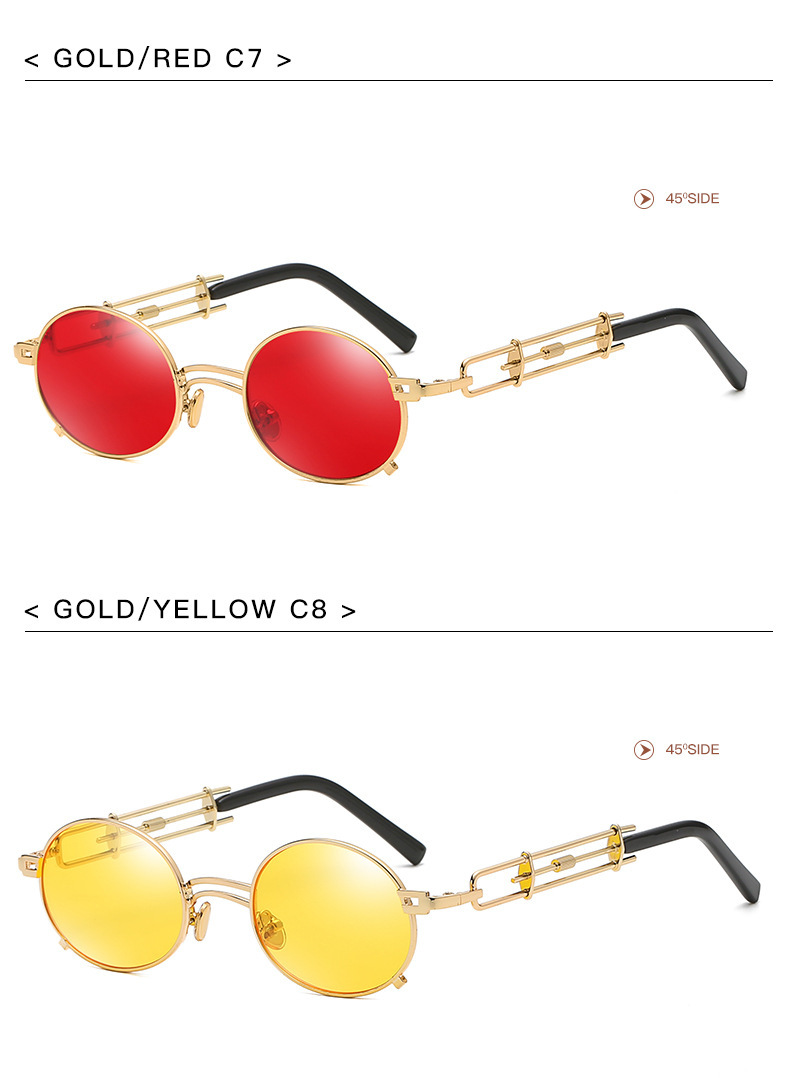 Retro Punk Geometric Ac Round Frame Full Frame Women's Sunglasses display picture 13