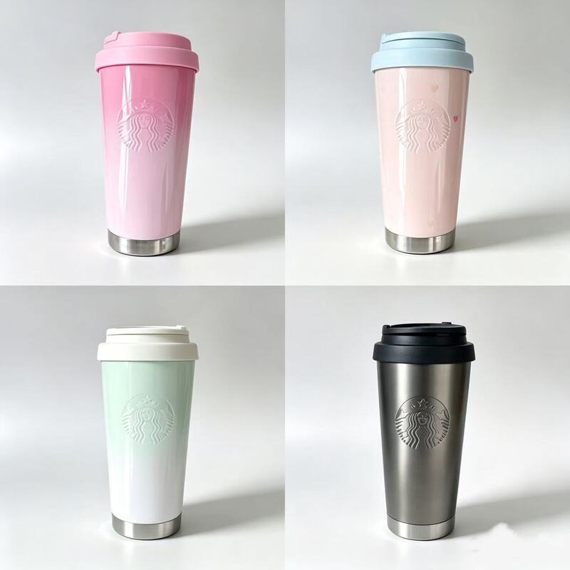 Starba K Foreign Trade Gradient Pink Heart-Shaped Coffee Thermos Cup Portable Leak-Proof Flip-Top Cup Popular on Instagram Car Travel Cup Starba K Foreign Trade Gradient Pink Heart-Shaped Coffee Thermos Cup Portable Leak-Proof Flip-Top Cup Popular on Instagram Car Travel Cup