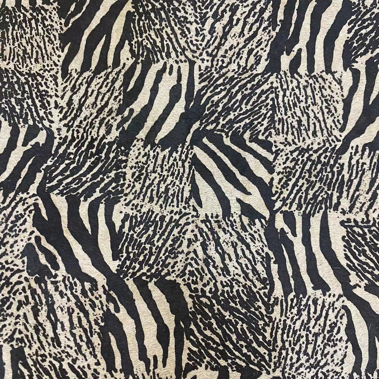 小方块设计斑马纹马毛皮料 高档装修装饰皮料 鞋子箱包原皮料