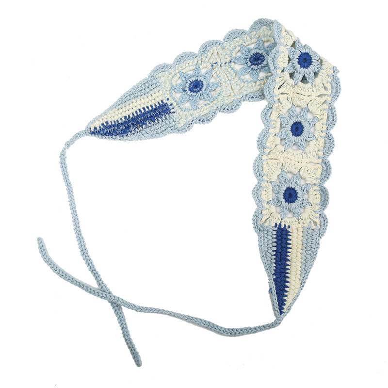 Francia cereza toallas triangulares mujeres primavera y otoño viajes padres-hijos gancho de punto flores hueco pañuelo de arte correa de pelo gorro