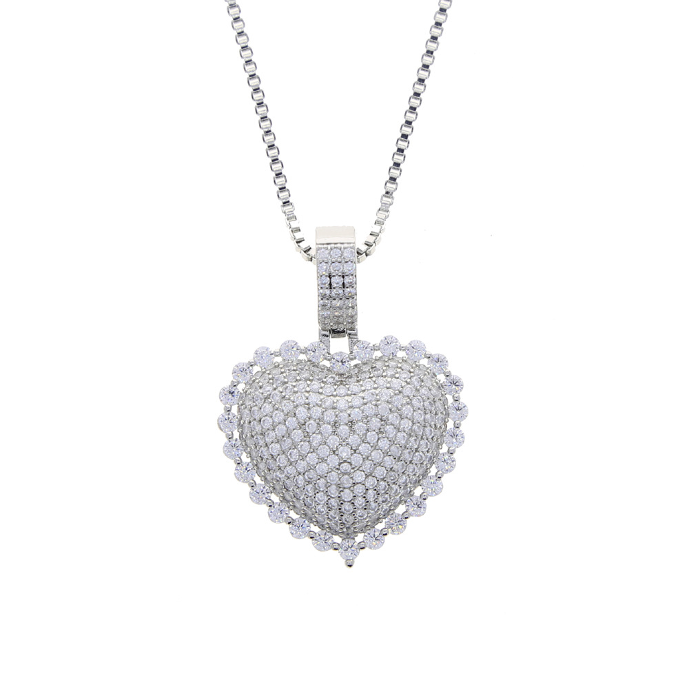 Hip-hop Heart Shape Copper Inlay Zircon Pendant Necklace display picture 6