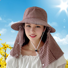 帽子女夏天遮阳帽防晒帽户外骑车遮脸可拆卸太阳帽大檐百搭采茶帽