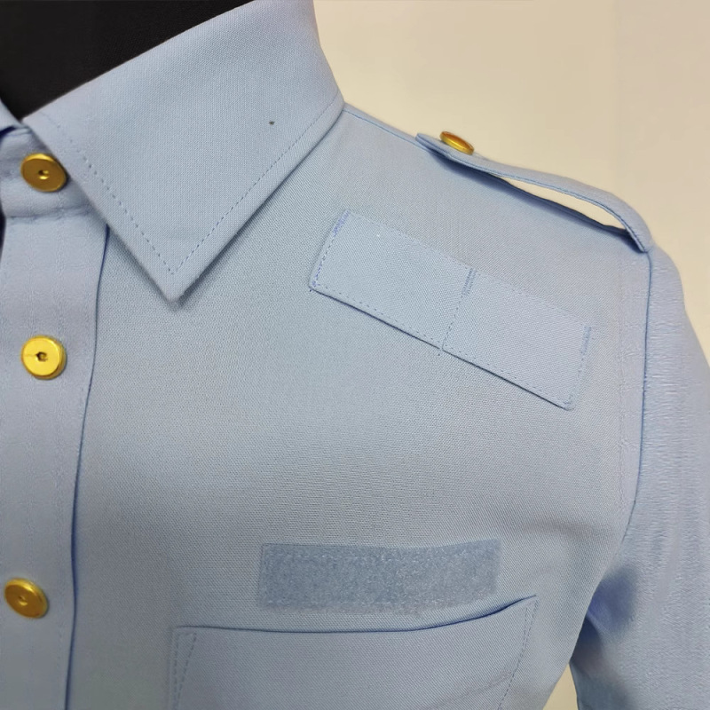 新综合短袖衬衣部门工作制服浅蓝色保安衬衣|undefined