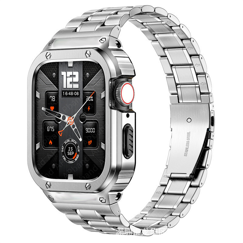 Applicable to apple watch five-plant integrated stainless steel strap smart iwatch ultra strap