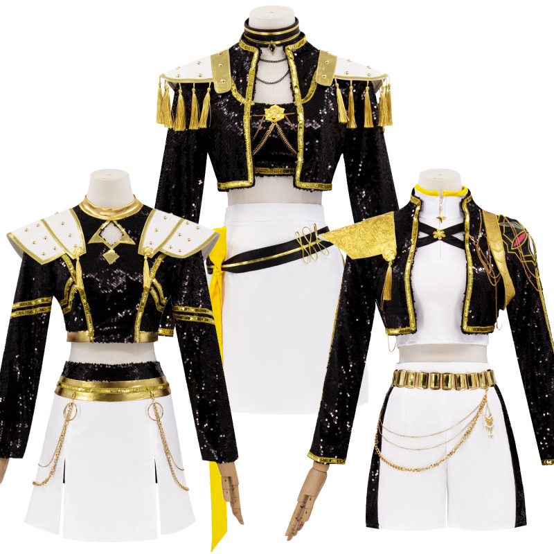k-pop 猎魔女团 黑金色舞台演出服装 鲁米 佐依 米拉cosplay表演|undefined