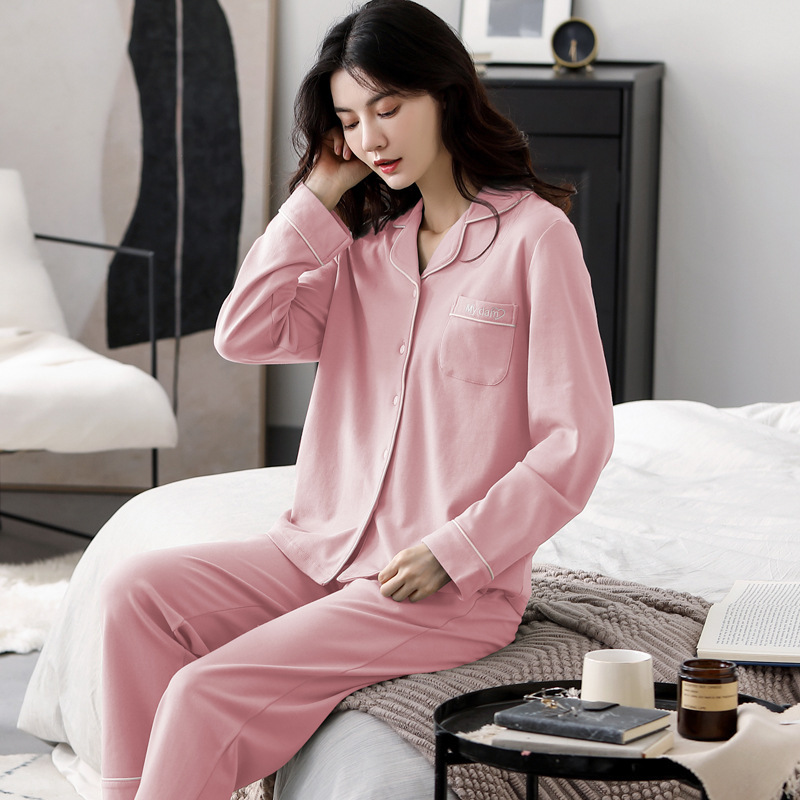 Traje % Pijama de algodón de manga larga impresa casual suelta primavera y otoño delgada ropa de aire acondicionado ropa para el hogar se puede usar fuera