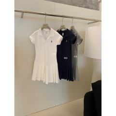 セーヌ韓系英倫風馬刺繍polo襟カジュアルワンピース