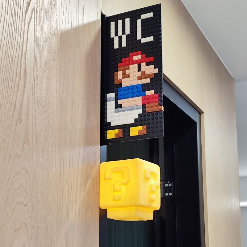 手作り diy 組み立てビルディングブロック wc バスルームトイレサインマリオ疑問符ボックスライト DIY ホームナンバー|undefined