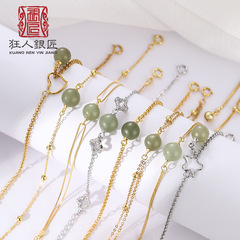 925 スターリングシルバー日本と韓国のファッション女性のブレスレット空のホルダー DIY ボールビーズアクセサリーブレスレットホルダー象嵌蜜蝋アンバーブレスレットホルダー