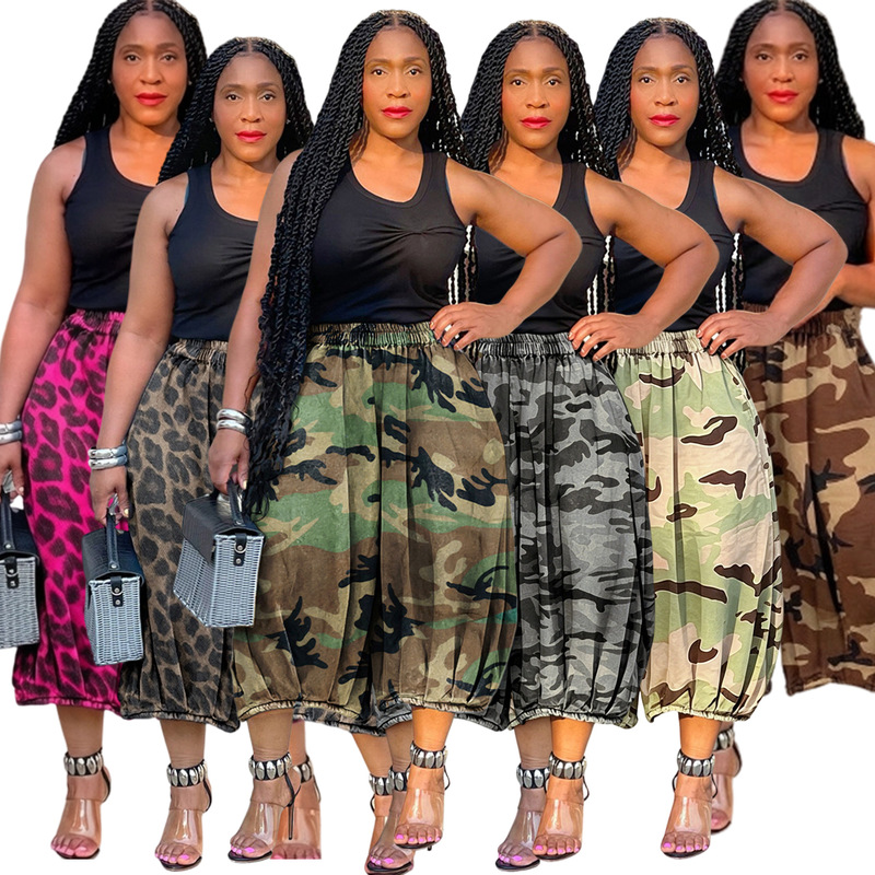 S391443 European and American Cross-Border Women's Fashion Camouflage Print Casual Jeans Elastic Waist Straight Cropped Pants S391443 European and American Cross-Border Women's Fashion Camouflage Print Casual Jeans Elastic Waist Straight Cropped Pants