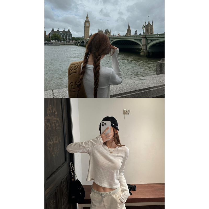 Good Morning Fan Fan "Jennie t 2.0! !Multi-Color Fleece-Like Feel and Easy to Wear" 100 Cotton Brushed Round Neck Long-Sleeved T-Shirt Good Morning Fan Fan "Jennie t 2.0! !Multi-Color Fleece-Like Feel and Easy to Wear" 100 Cotton Brushed Round Neck Long-Sleeved T-Shirt