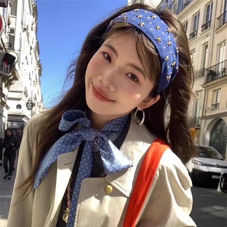 #255 blue star studded headband
