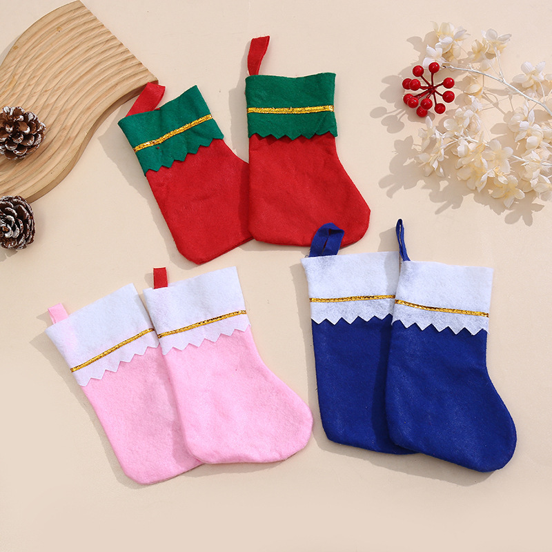 Cross-Border Simple Christmas Socks, Small and Exquisite Christmas Socks, Christmas Atmosphere Decorative Supplies Pendants in Stock