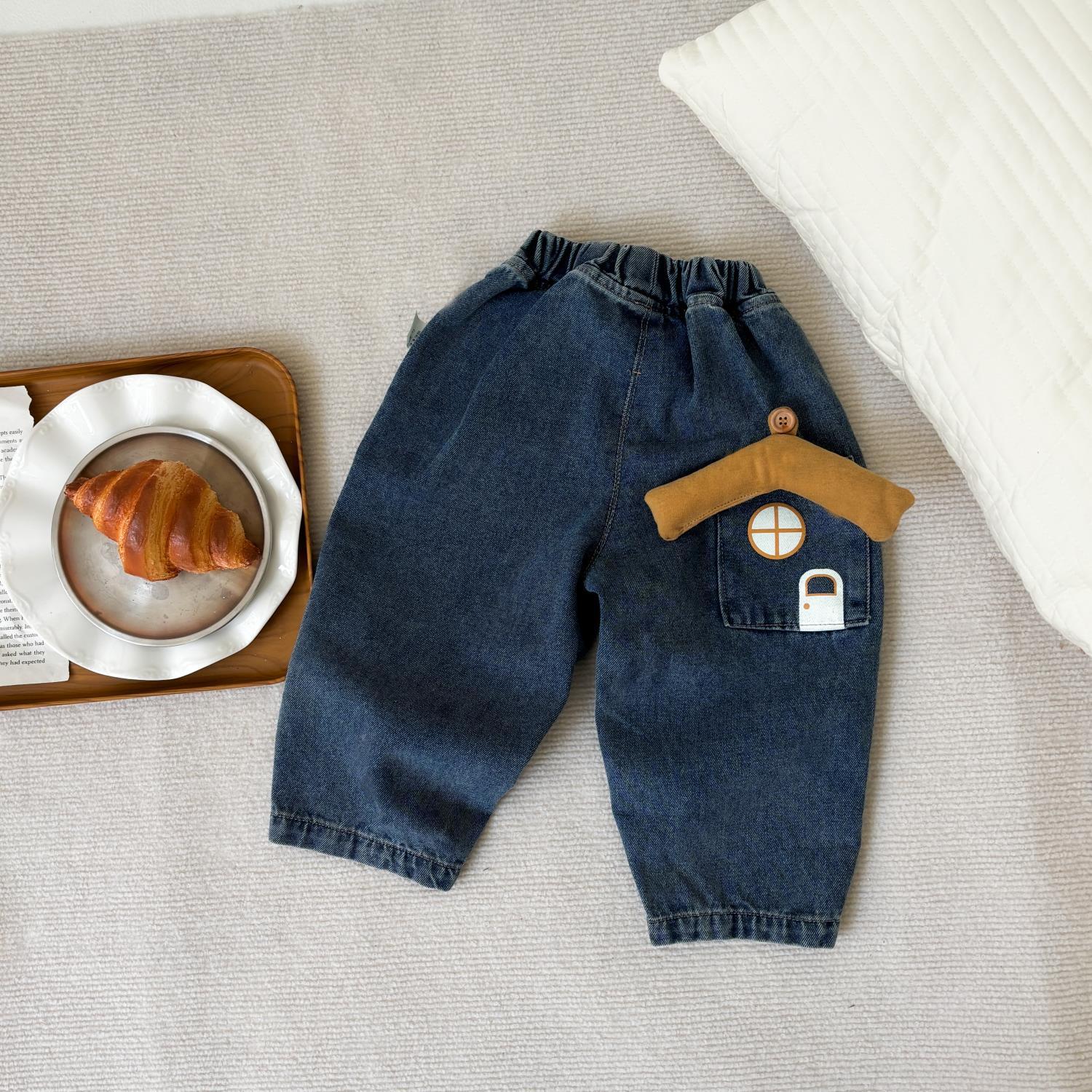 2025 primavera nuevo estilo estilo coreano estilo occidental bebé niño niño dibujos animados casual hombre bebé chaqueta de manga larga traje de jeans