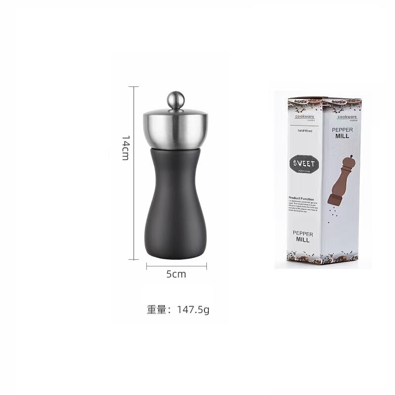 木製研磨機304ステンレス製金属ヘッド手動胡椒ミル木製胡椒ミルセラミック芯キッチンツール|undefined