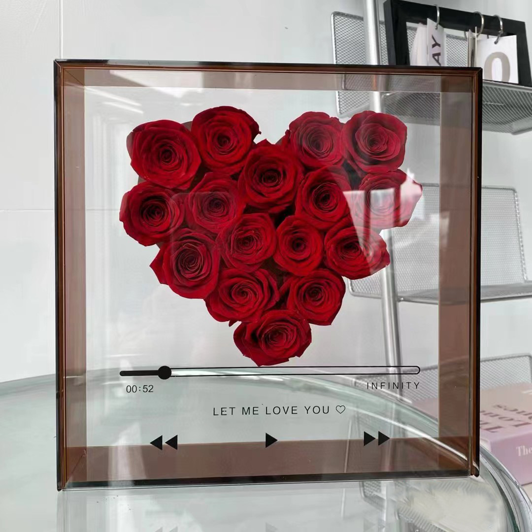 La vida eterna flores y rosas amor CD caja acrílica Qixian Día de San Valentín para enviar a la novia del día de los estudiantes regalos decoración