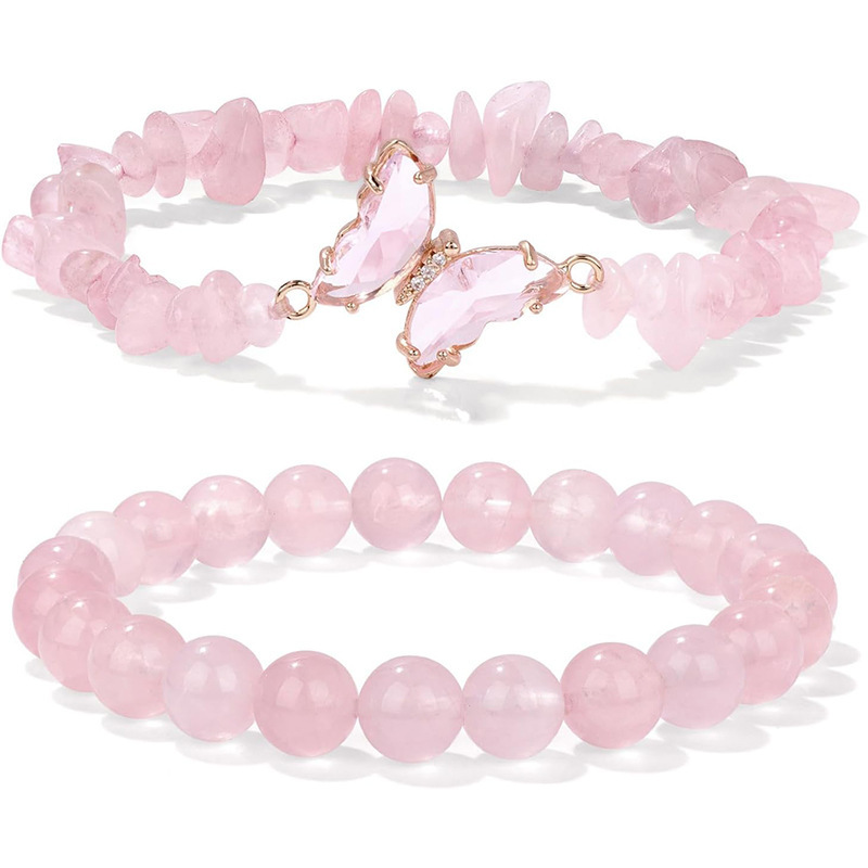 Natürliches Amethyst Schmetterling Armband Mit Elastischen Perlen_voghion.com