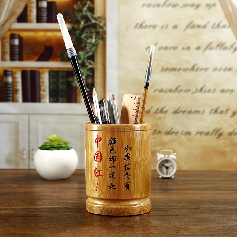 색상 조각 중국 붉은 대나무 펜 홀더 높이 13 직경 9-10cm