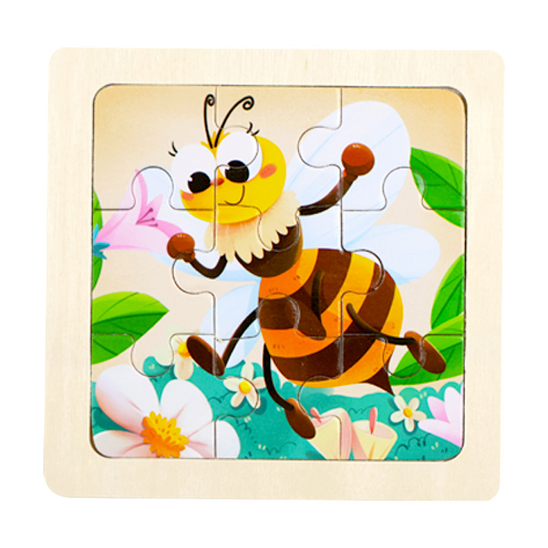 Fábrica directa de niños pequeños 9 piezas de dibujos animados de madera plano rompecabezas puzzle puzzle juguetes de educación temprana para bebés image 35