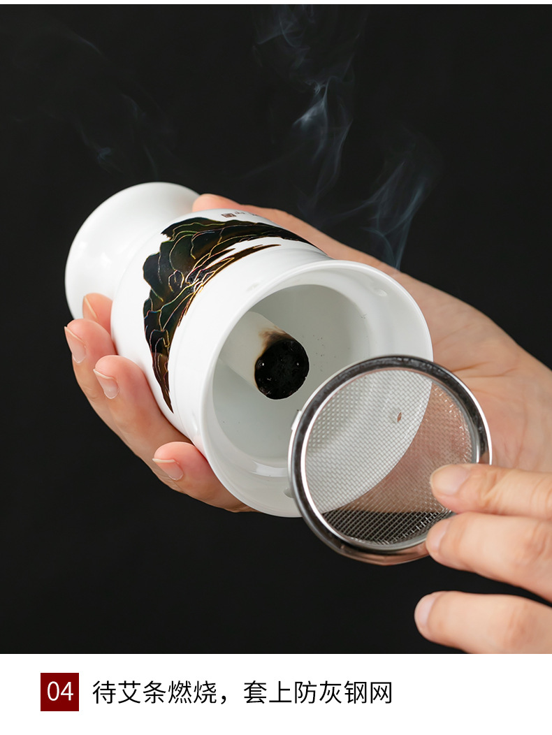 Ceramic Color-Changing Moxa Cup Gua Sha Tool Aizhongtang Moxibustion Jar for Wellness and Massage specifications